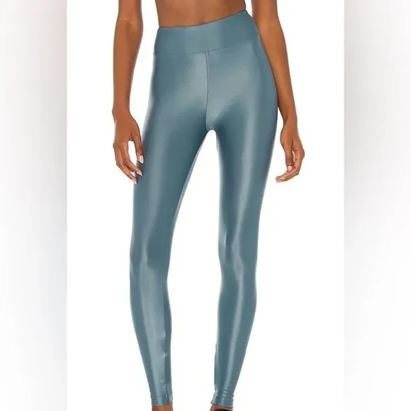 KORAL LUSTROUS INFINITY HIGH RISE METALLIC LEGGINGS IN TEAL LIQUID LEGGINGS BNWT - Picture 8 of 14